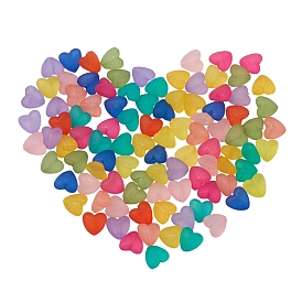 100pcs 10 couleurs perles acryliques transparentes, givré, cœur