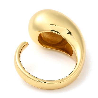 Rack Plating Brass Teardrop Open Cuff Ring for Women, Lead Free & Cadmium Free