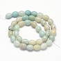 Oval Natural Flower Amazonite Bead Strands, 10x8mm, Hole: 1mm, about 39pcs/strand, 15.7 inch