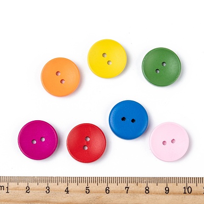 Painted Basic Sewing Button in Round Shape, Wooden Buttons