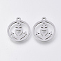 201 Stainless Steel Pendants, Laser Cut Pendants, Flat Round with Anchor