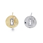 Boucles d'oreilles en laiton zircon cubique transparent, avec boucles verticales, rond plat rectangle