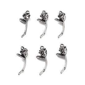 316 Surgical Stainless Steel Pendants, Rose Charm
