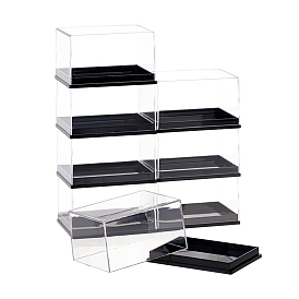 Caja de muestras de poliestireno vitrina, soporte organizador rectangular, con base negra