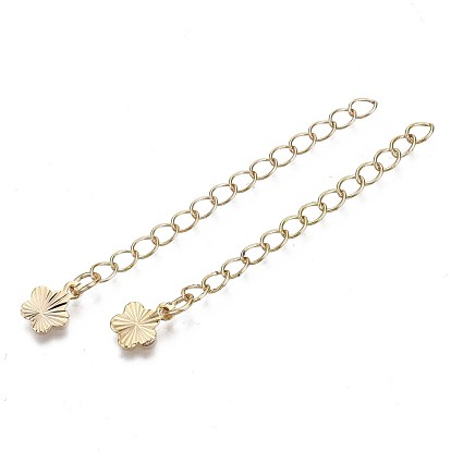 Brass Chain Extender, Cable Chain, Nickel Free, Flower