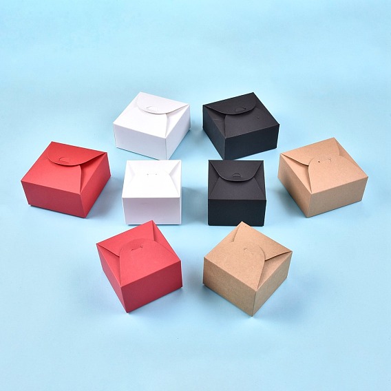 Складная коробка из крафт-бумаги, подарочная упаковка, контейнер для кексов для выпечки, квадратный