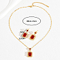 Ensembles de bijoux en laiton et zircone cubique pour femmes, boucles d'oreilles pendantes et colliers à pendentif, rectangle, réel 18 k plaqué or