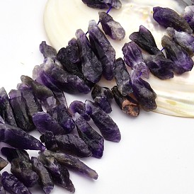 Natural Amethyst Nuggets Beads Strands, about 15.7 inch