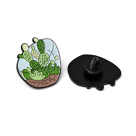 Broches creativos de aleación de zinc, pin de solapa de esmalte, con embragues de mariposa de hierro o embragues de goma, electroforesis de color negro, cactus