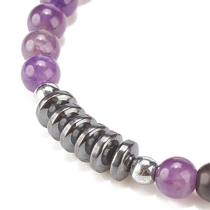 Bracelet de perles tressées en pierres précieuses naturelles et hématite synthétique pour femme