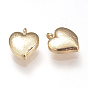 Brass Charms, Nickel Free, Real 18K Gold Plated, Heart