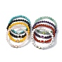 Эластичные браслеты из круглых бусин из натуральных и синтетических драгоценных камней, браслет в форме сердца из сплава эмали для женщин