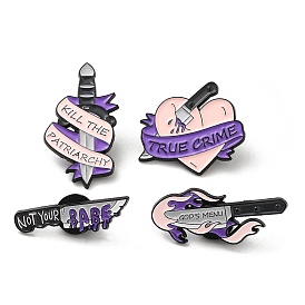Knife with Word Enamel Pins, Black Alloy Brooches for Clothes Backpack Women