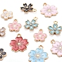 90Pcs 9 Style Alloy Enamel Pendants, with Crystal Rhinestone, Sakura & Plum Blossom Flower