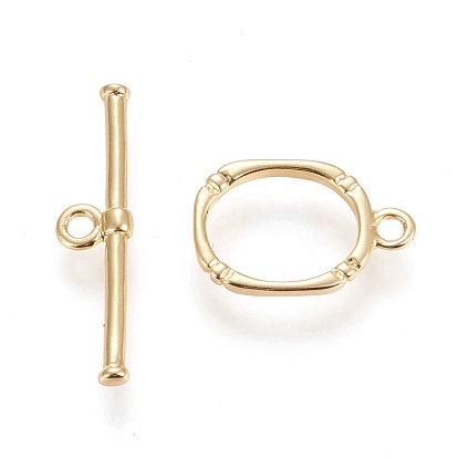 Brass Toggle Clasps, with Jump Rings, Long-Lasting Plated, Oval