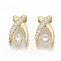 Brass Micro Pave Clear Cubic Zirconia Charms, Nickel Free, Real 18K Gold Plated