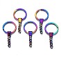 Porte-clés fendus en alliage de couleur arc-en-ciel, avec des chaînes, conclusions de fermoir porte-clés, sans cadmium et sans nickel et sans plomb