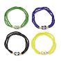 4pcs 4 bracelets extensibles à triple couche de graine de verre de couleur sertis de lampes au chalumeau mauvais œil perlées