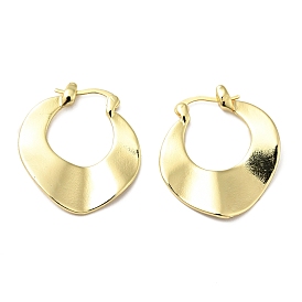 Brass Chunky Twist Rhombus Hoop Earrings for Women, Lead Free & Cadmium Free