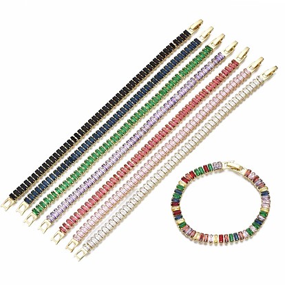 Bracelet de tennis classique en zircone cubique, bracelet chaîne à maillons en laiton zircon cubique pour femme, sans nickel