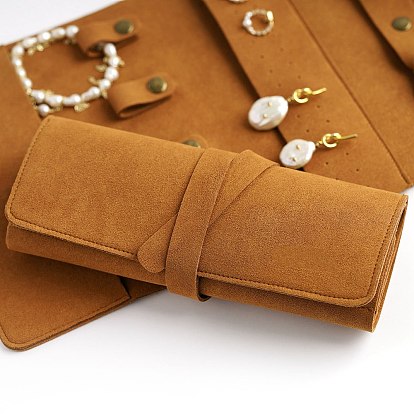 Cloth Portable Jewelry Storage Bag, Travel Roll Foldable Jewelry Case for Bracelet, Necklace, Earrings Storage, Rectangle