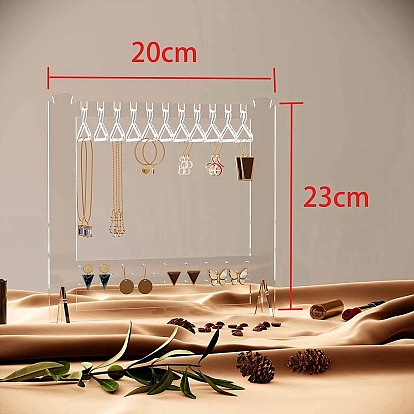2-Tier Transparent Acrylic Organizer Display Stand, Coat Hanger Jewelry Holder for Earring, Necklace Storage