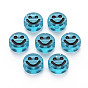 Transparent Acrylic Beads, with Glitter Powder, Flat Round with Black Enamel Smile Face