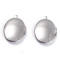 316 Stainless Steel Locket Pendants, Photo Frame Charms, Oval with Sakura