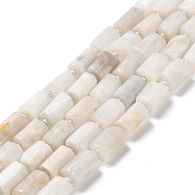 Natural Rainbow Moonstone Beads Strands, with Seed Beads, Faceted, Column