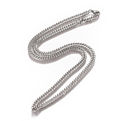 Men's Cuban Link Chain Necklaces, Fashionable 201 Stainless Steel Necklaces, with Lobster Claw Clasps