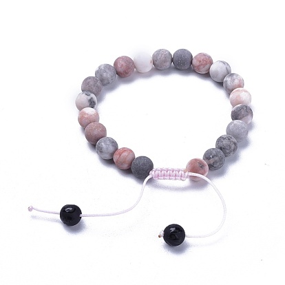 Adjustable Nylon Cord Braided Bracelets, with Natural Gemstone Beads and Alloy Buddha Head Beads, Hollow Rubber Cord, Packing Box