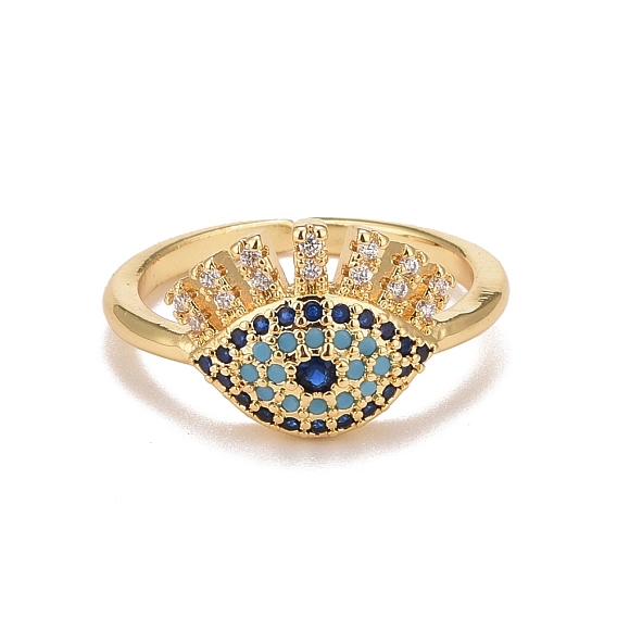 Красочное кольцо-манжета с кубическим цирконием от сглаза, стеллаж для латунных украшений для женщин, без кадмия и без свинца