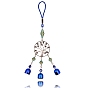 Alloy Flat Round with Tree of Life Pendant Decorations, Evil Eye and Bell Car Hanging Decoration
