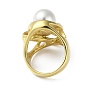 Placage ionique (ip) 304 anneaux à large bande en strass en acier inoxydable, bagues en plastique imitation perle pour femme