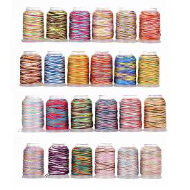 5 Rolls Segment Dyed Polyester Cords, Milan Cord, Round
