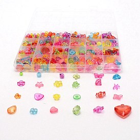 Des perles en plastique, avec caisse d'emballage, pour les enfants, formes mixtes
