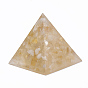 Orgonite Pyramid, Resin Pointed Home Display Decorations, Healing Pyramids, for Stress Reduce Healing Meditation, with Chip Natural Citrine Inside