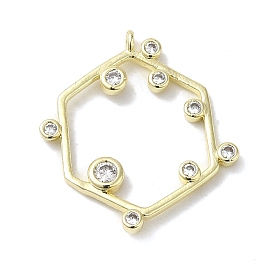 Brass Cubic Zirconia Pendant, Hexagon