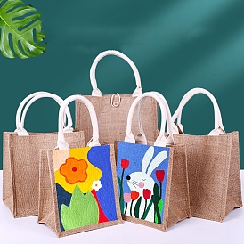 Linen Tote Bags, DIY Painting Bag, Reusable Beach Shopping Grocery Bag with Handle