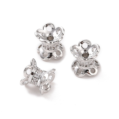 Micro cuivres ouvrent cubes zircone perles d'espacement, fleur