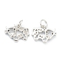Brass Clear Cubic Zirconia Charms, Long-Lasting Plated, with Jump Ring, Cow