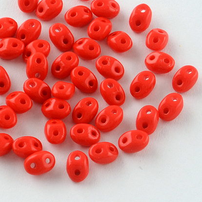 2-Hole Seed Beads, Czech Glass Beads, 5x3.5x3mm, Hole: 0.5mm, about 650pcs/bag