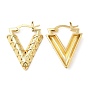 Rack Plating Brass Hoop Earrings, for Women, Lead Free & Cadmium Free, Long-Lasting Plated, Letter V