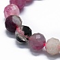 Natural Plum Blossom Tourmaline Beads Strands, Faceted(64 Facets), Round