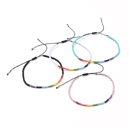 Chakra bijoux, bracelets de perles de tresse de fil de nylon, avec des perles de rocaille