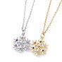 304 Stainless Steel Pendant Necklaces, with Cubic Zirconia, Cable Chains and Lobster Claw Clasps, Christmas Snowflake, Colorful