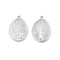 201 Stainless Steel Pendants, Oval with Tree of Life