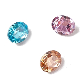 Cubic Zirconia Cabochons, Pointed Back & Back Plated, Oval