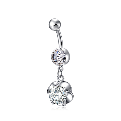 Joyería piercing de latón, anillos del vientre, con diamantes de imitación de cristal, formas mixtas