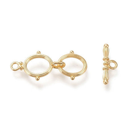 Brass Toggle Clasps, Long-Lasting Plated, Double Ring & Bar